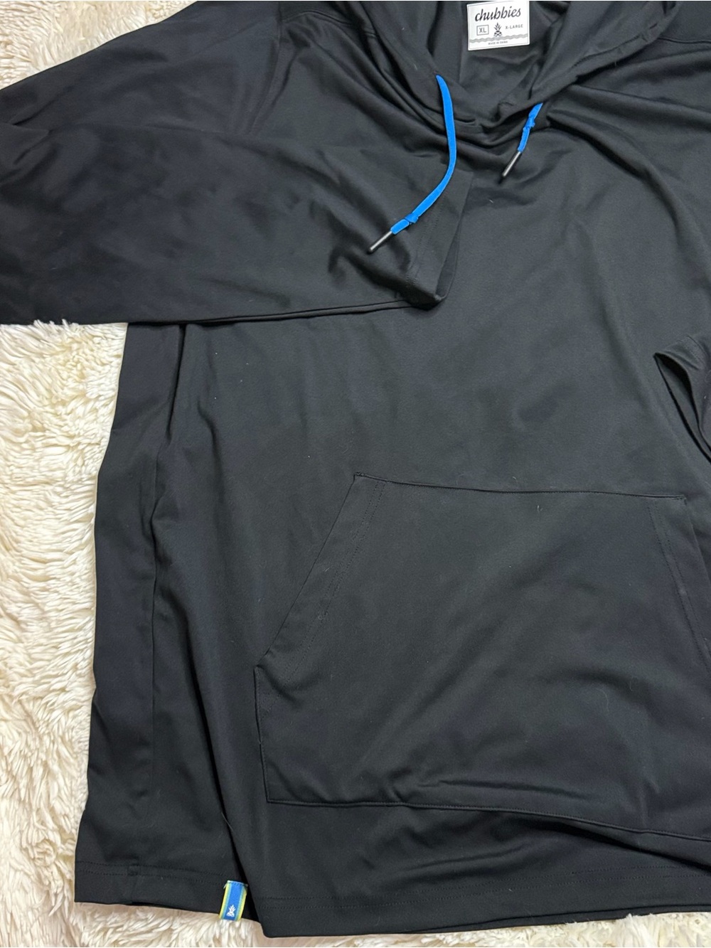 chubbies Black lightweight Hoodie with Blue Drawcords size XL - Picture 2 of 6